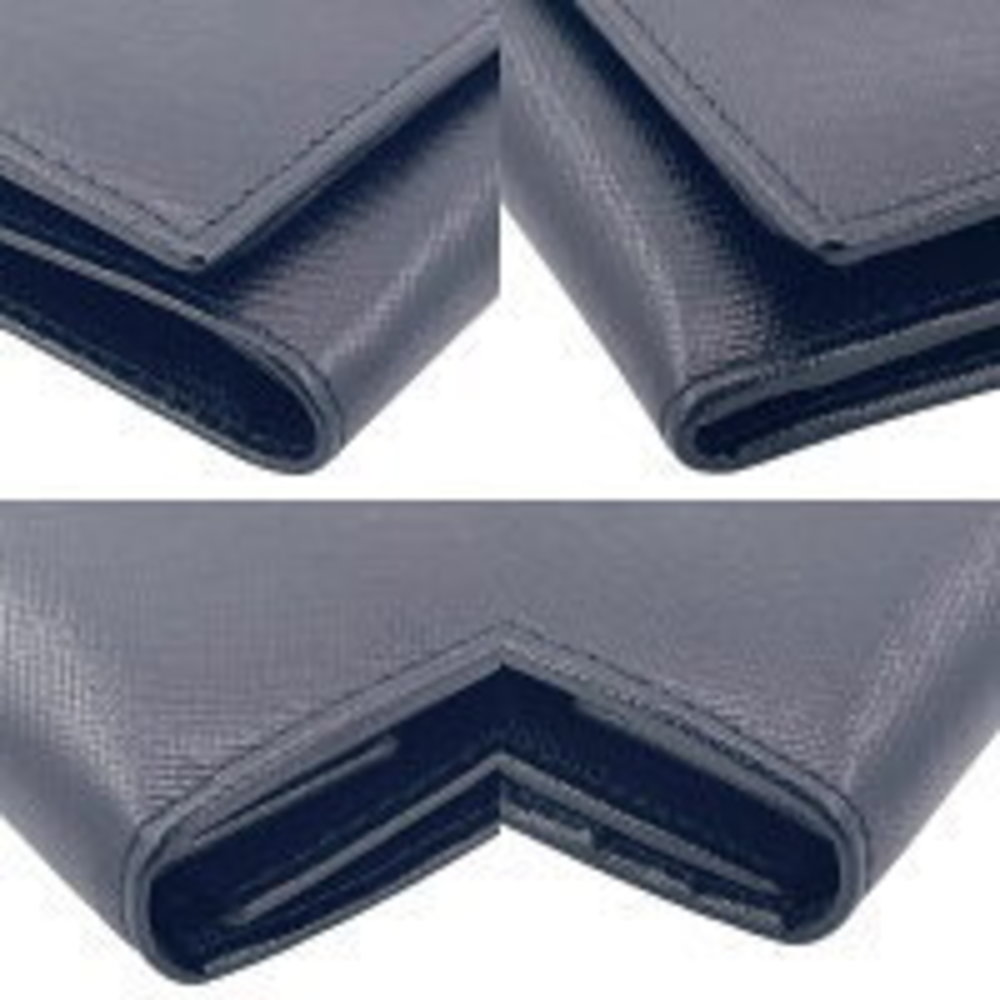 Prada Saffiano Triangle Logo Trifold Wallet Black Kj View 5